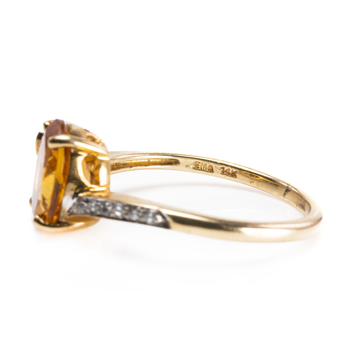 Great Lakes Boutique 14 k Yellow Gold Citrine and Diamond Ring