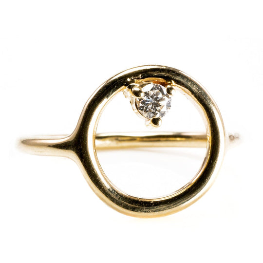 14 k Gold Open Circle Diamond Ring