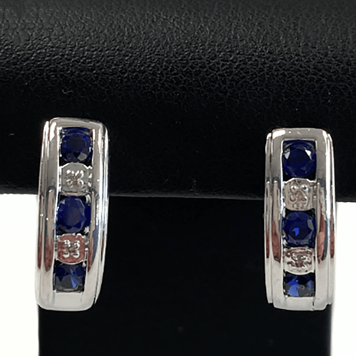 Great Lakes Boutique Silver Sapphire &amp; Diamond Chip Earrings