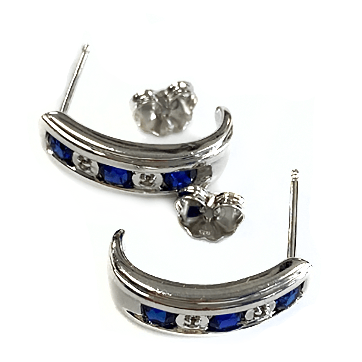 Great Lakes Boutique Silver Sapphire &amp; Diamond Chip Earrings