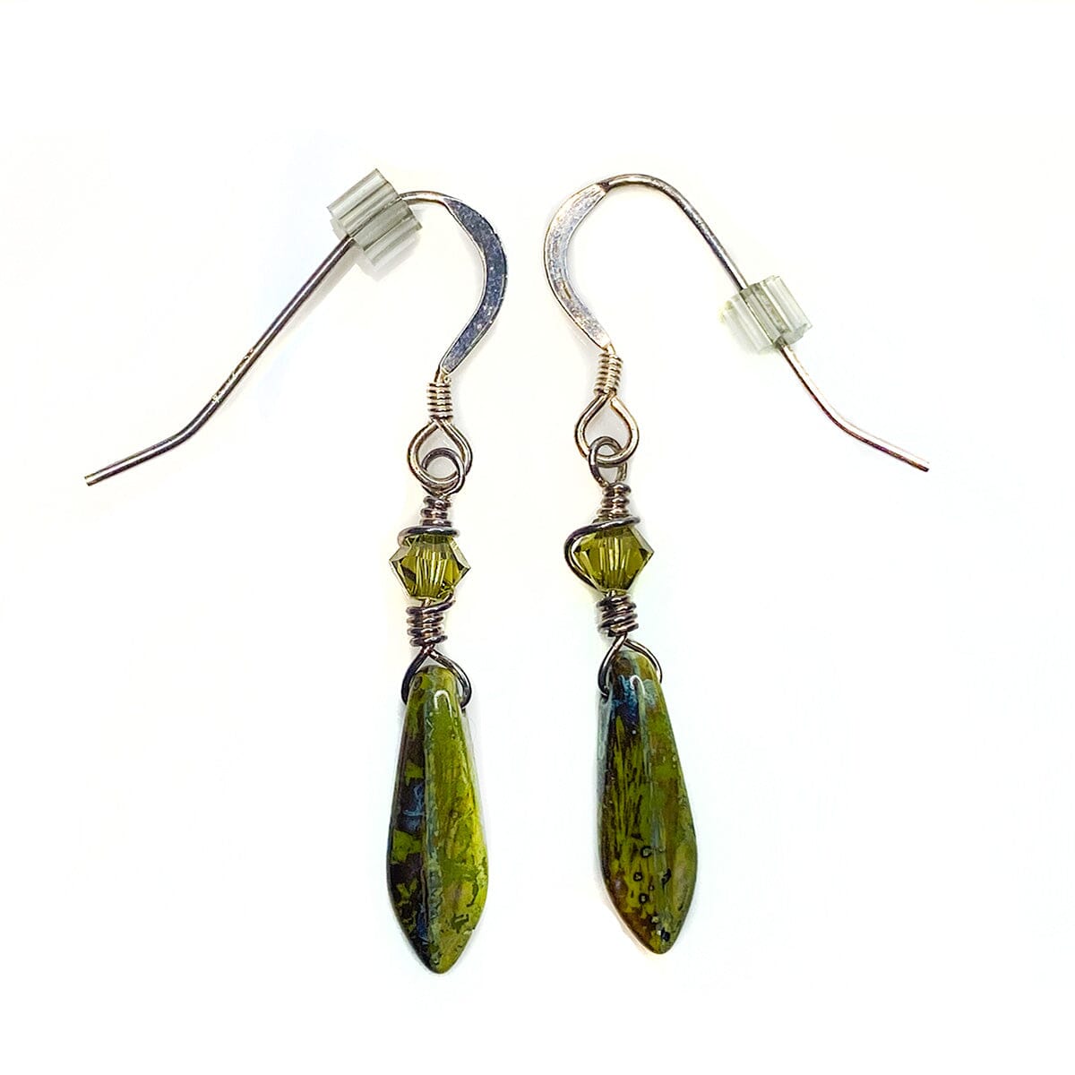 Great Lakes Boutique Silver &amp; Green Gemstone Dangle Earrings