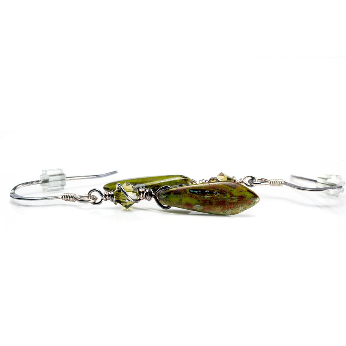 Great Lakes Boutique Silver &amp; Green Gemstone Dangle Earrings