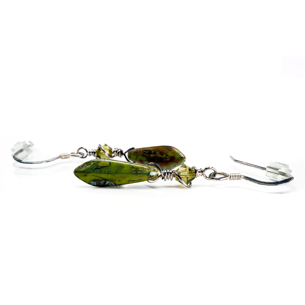 Great Lakes Boutique Silver &amp; Green Gemstone Dangle Earrings