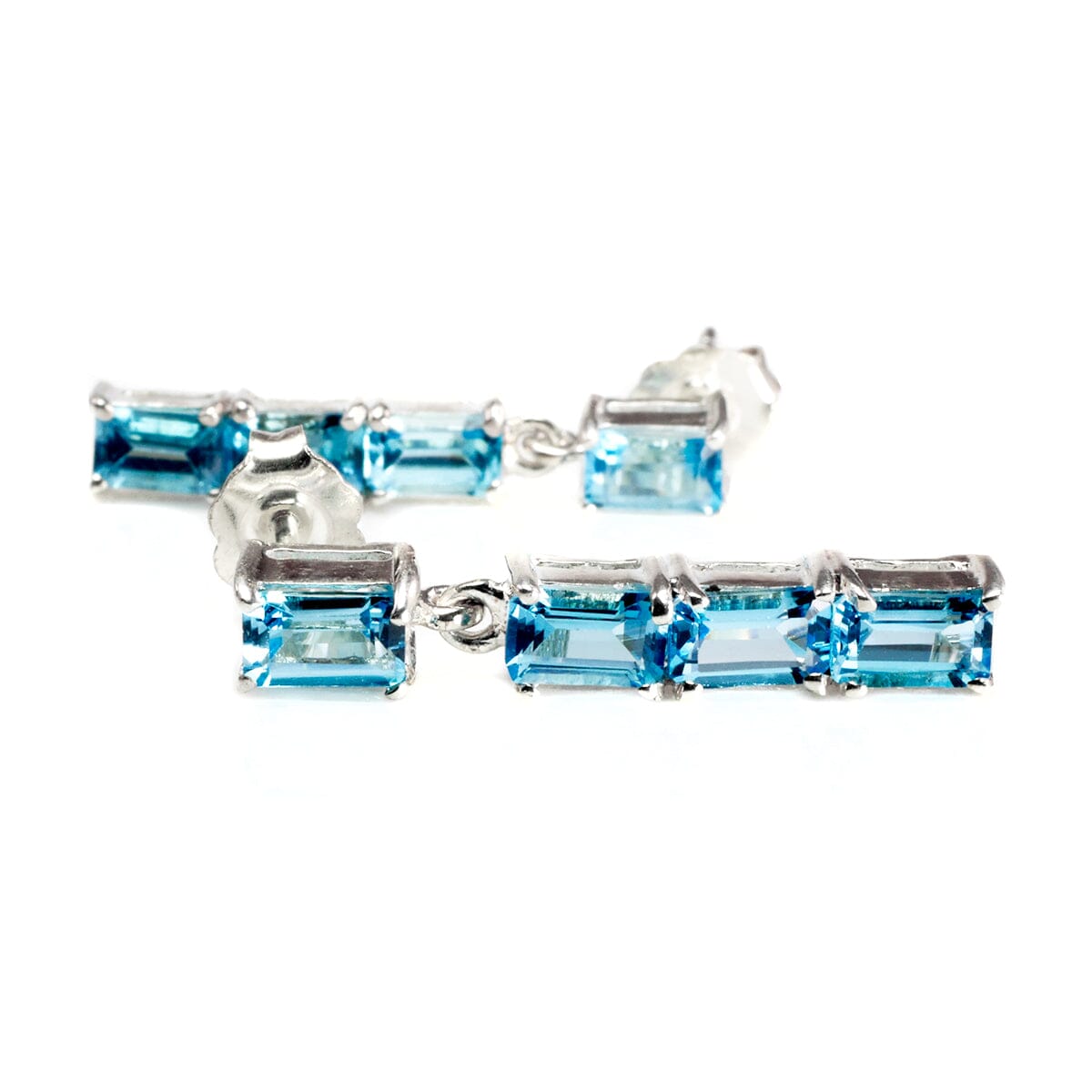 Great Lakes Boutique Silver and Blue Cubic Zirconia Dangle Earrings