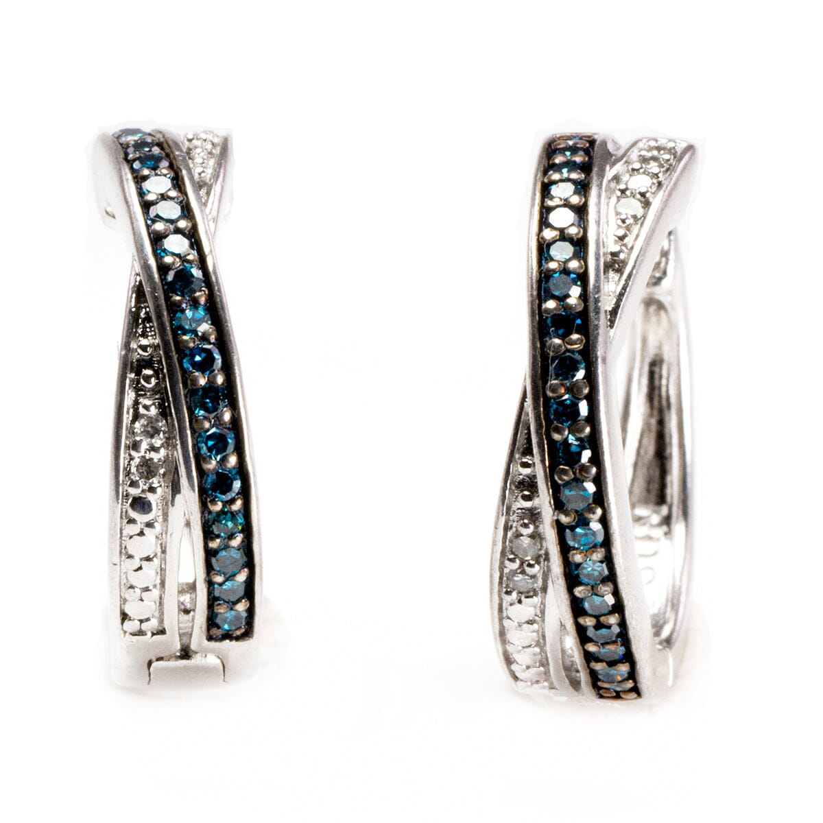 Great Lakes Coin Silver Blue and White Diamond Earrings