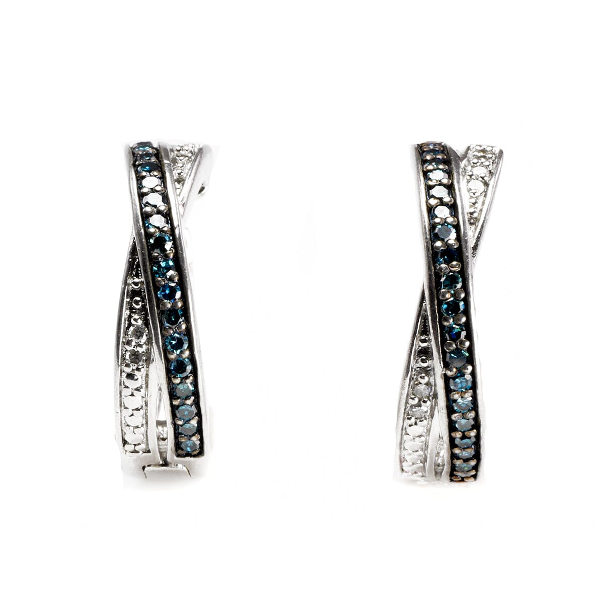 Great Lakes Coin Silver Blue and White Diamond Earrings