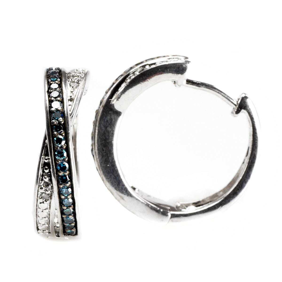 Great Lakes Coin Silver Blue and White Diamond Earrings
