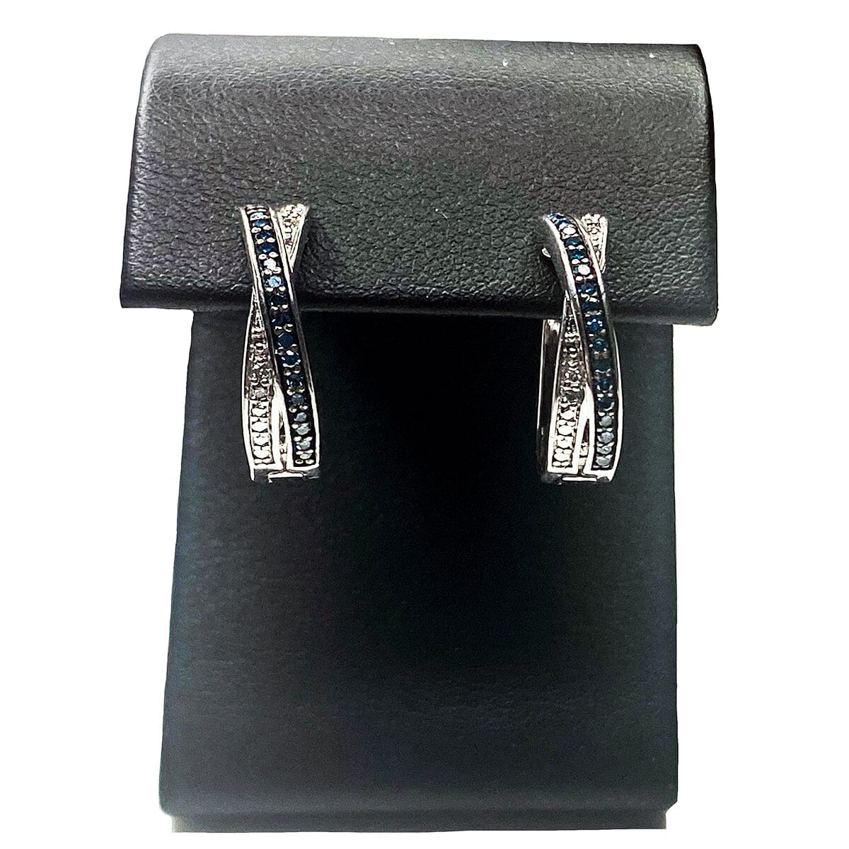 Great Lakes Coin Silver Blue and White Diamond Earrings