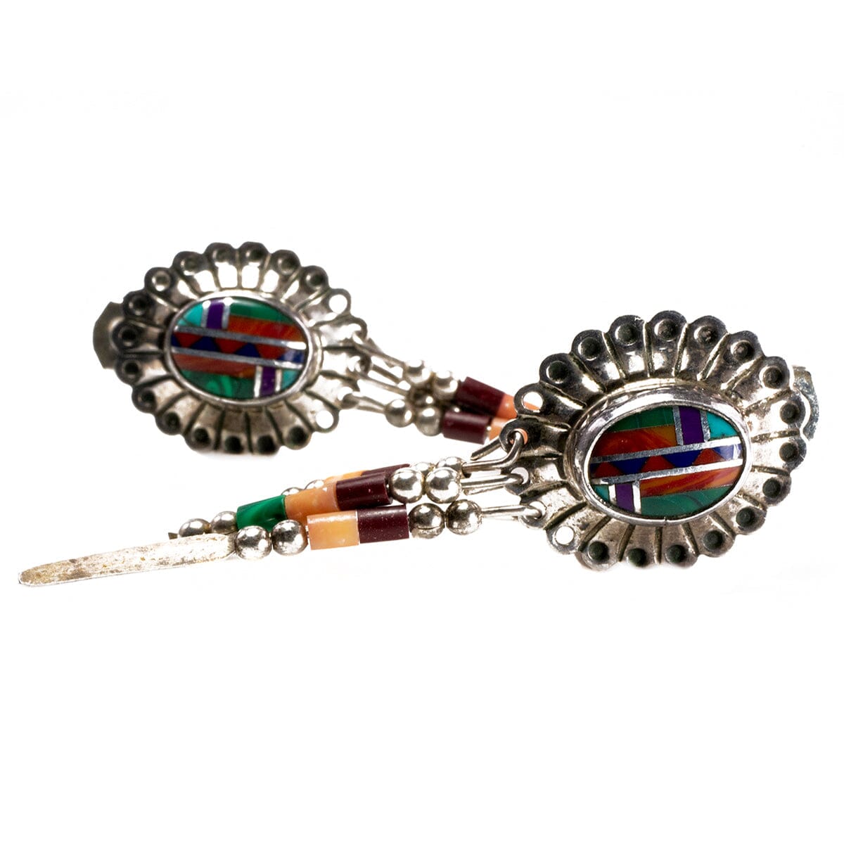 Great Lakes Boutique Handmade Silver Native American Mosaic Earrings