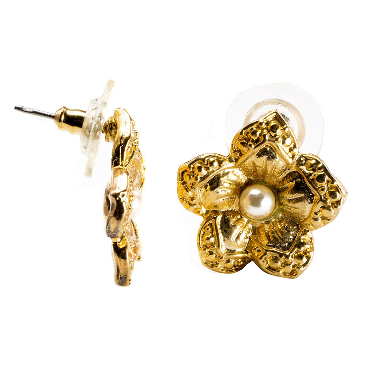 Great Lakes Boutique Gold Plated Pearl Floral Earrings