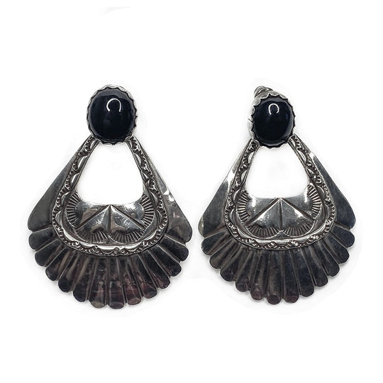 Native American Sterling & Onyx Earrings