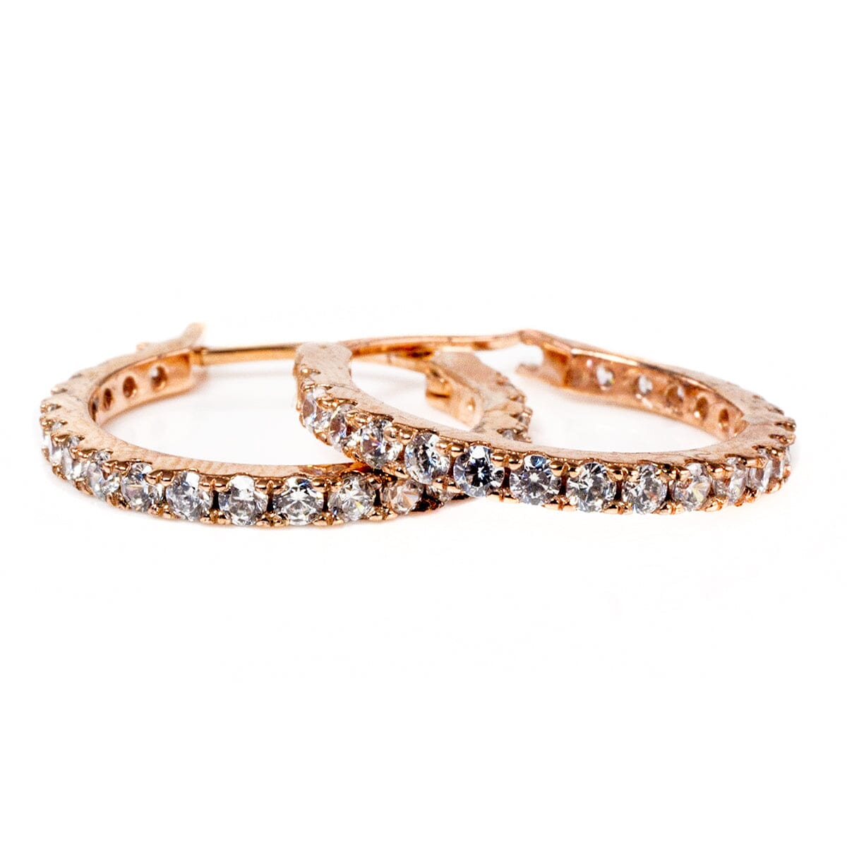 Great Lakes Boutique Rose Gold Plated Cubic Zirconia Hoop Earrings