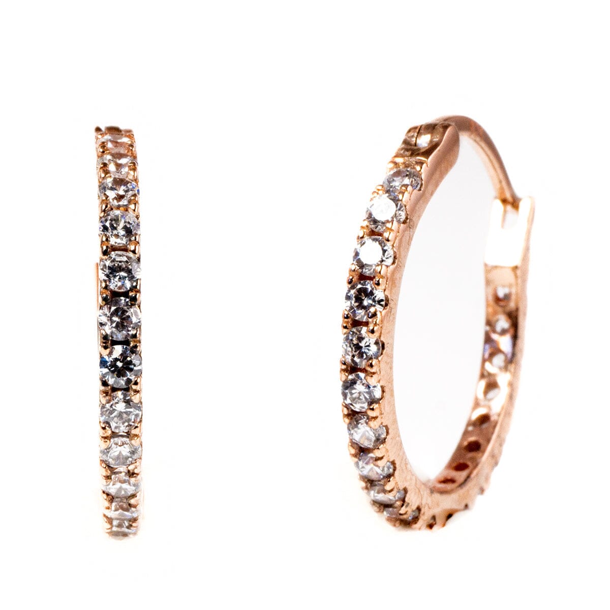 Great Lakes Boutique Rose Gold Plated Cubic Zirconia Hoop Earrings