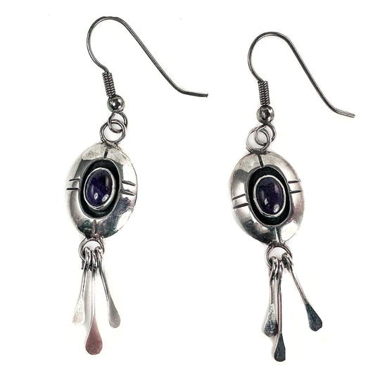 Native American Silver & Amethyst Earrings