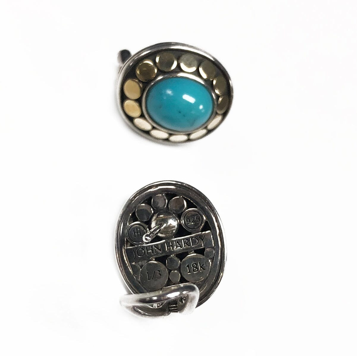Great Lakes Coin John Hardy Silver &amp; 18 k Turquoise Dot Earrings
