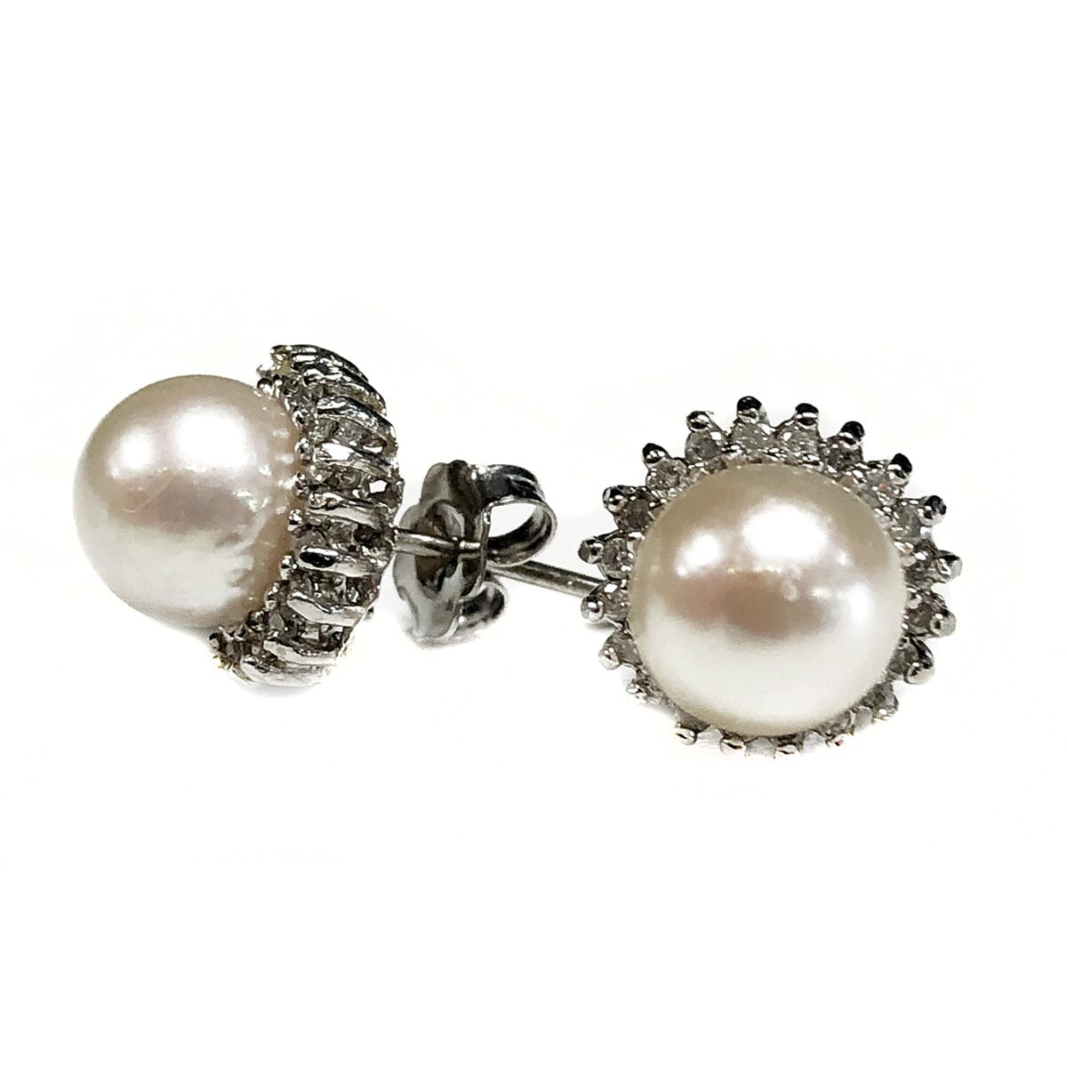 Great Lakes Coin White Gold Diamond &amp; Pearl Earrings