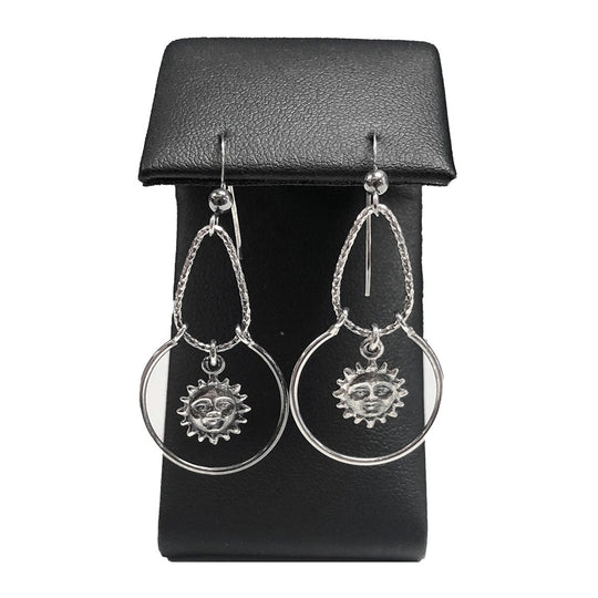 Silver Sun Dangle Earrings