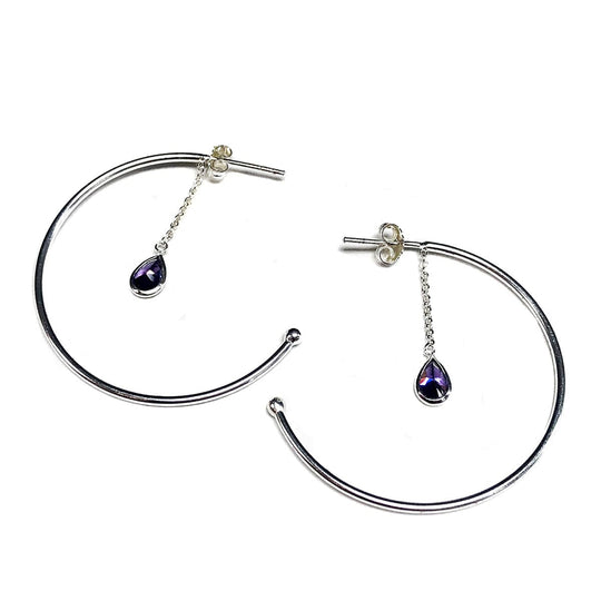 Silver & Cubic Zirconia Hoop Earrings