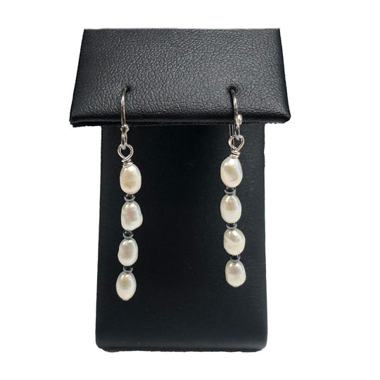 Silver & Pearl Drop Earrings