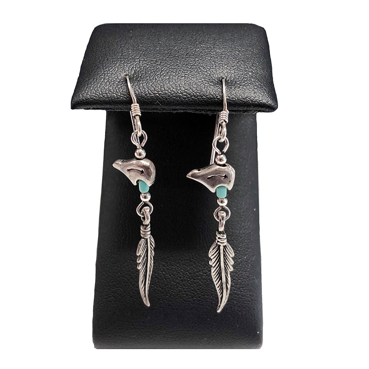 Great Lakes Coin Native American Silver &amp; Turquoise Feather Earrings