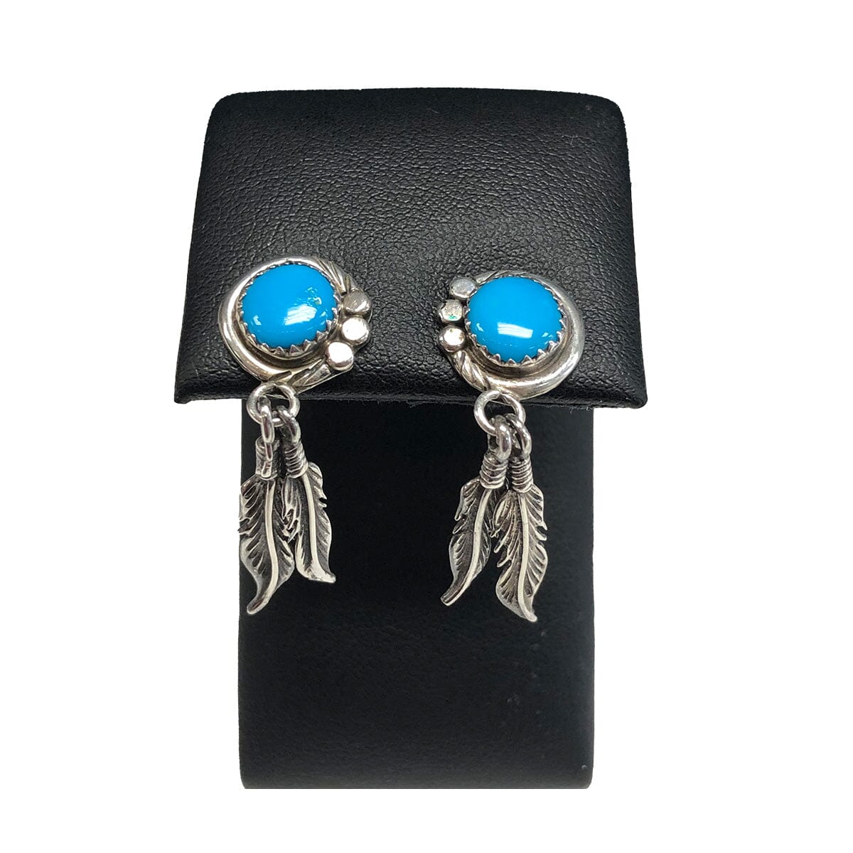 Great Lakes Coin Native American Silver &amp; Turquoise Feather Earrings