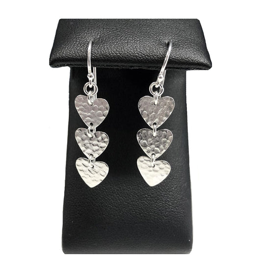Silver Heart Chandelier Earrings