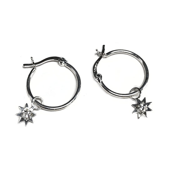 Silver Hoop & Star Earrings