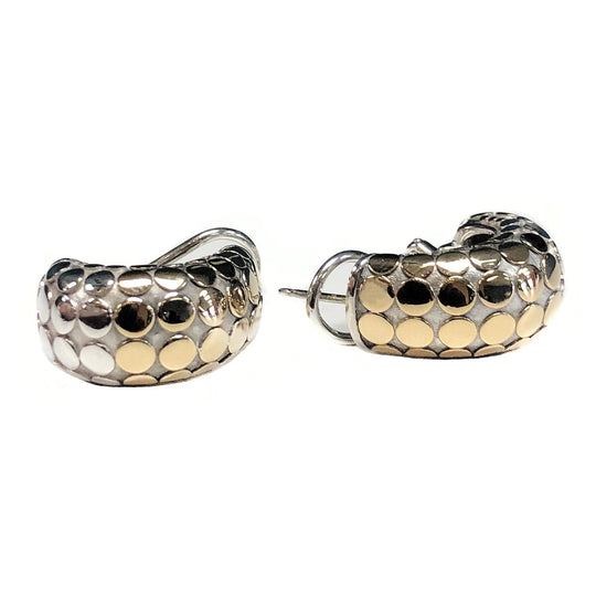 John Hardy Silver & 18 k Gold Dot Buddha Belly Earrings