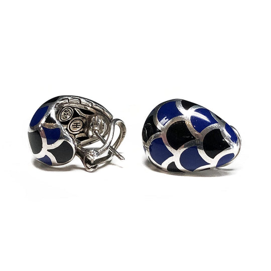 John Hardy Silver & Enamel Buddha Belly Earrings