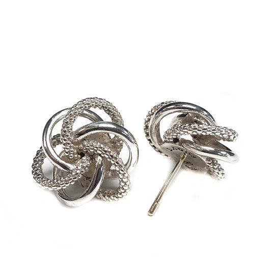 Silver & 14k White Gold Love Knot Earrings