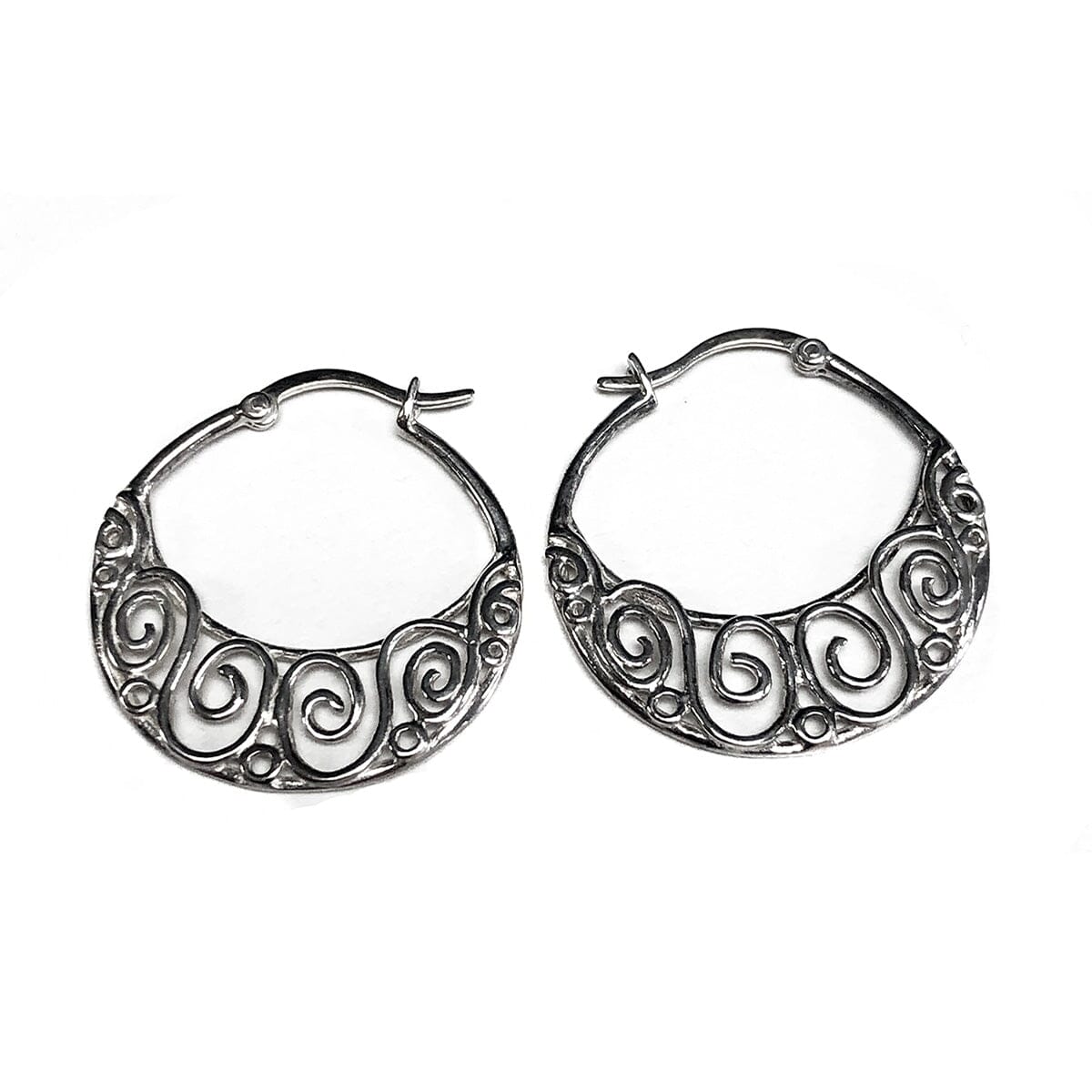 Great Lakes Coin Silver Filigree Hoop Earrings