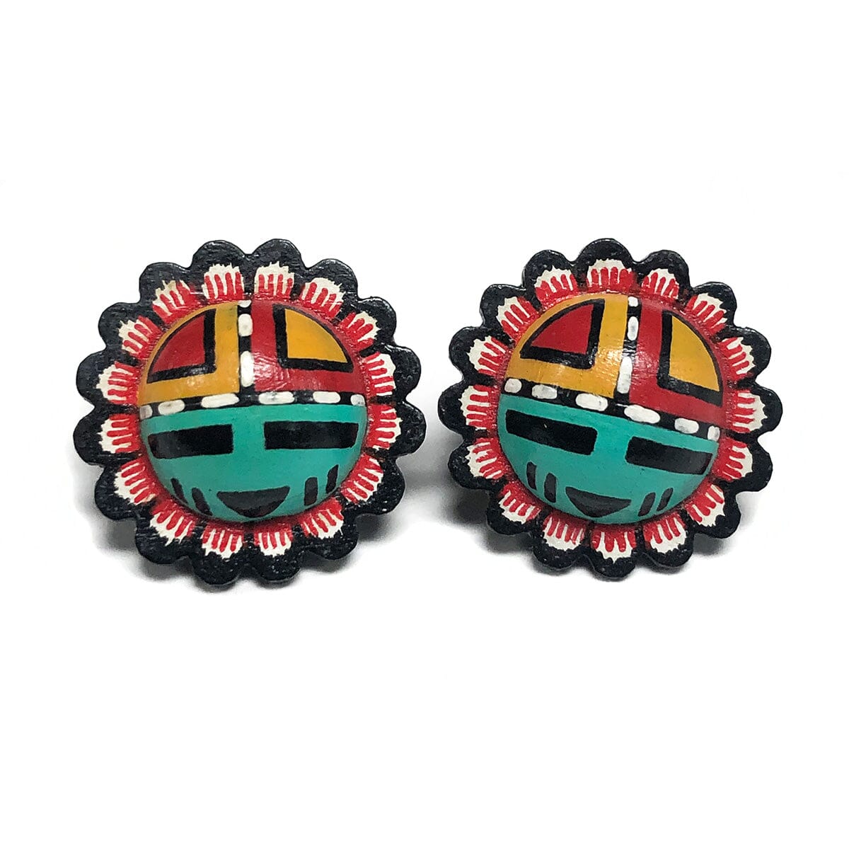 Great Lakes Coin Native American Handmade Painted Wooden Earrings