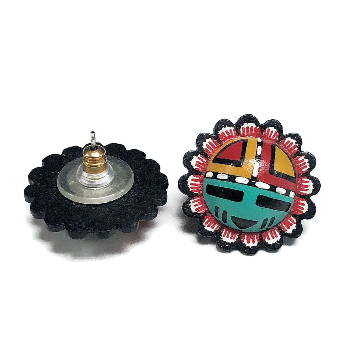 Great Lakes Coin Native American Handmade Painted Wooden Earrings