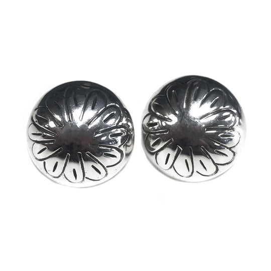 Native American Silver Concho Post Earrings