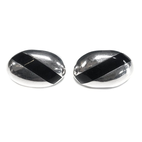 Vintage Silver & Onyx Earrings