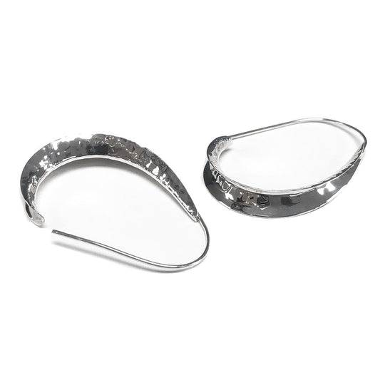 Silver Hammered Hoop Earrings