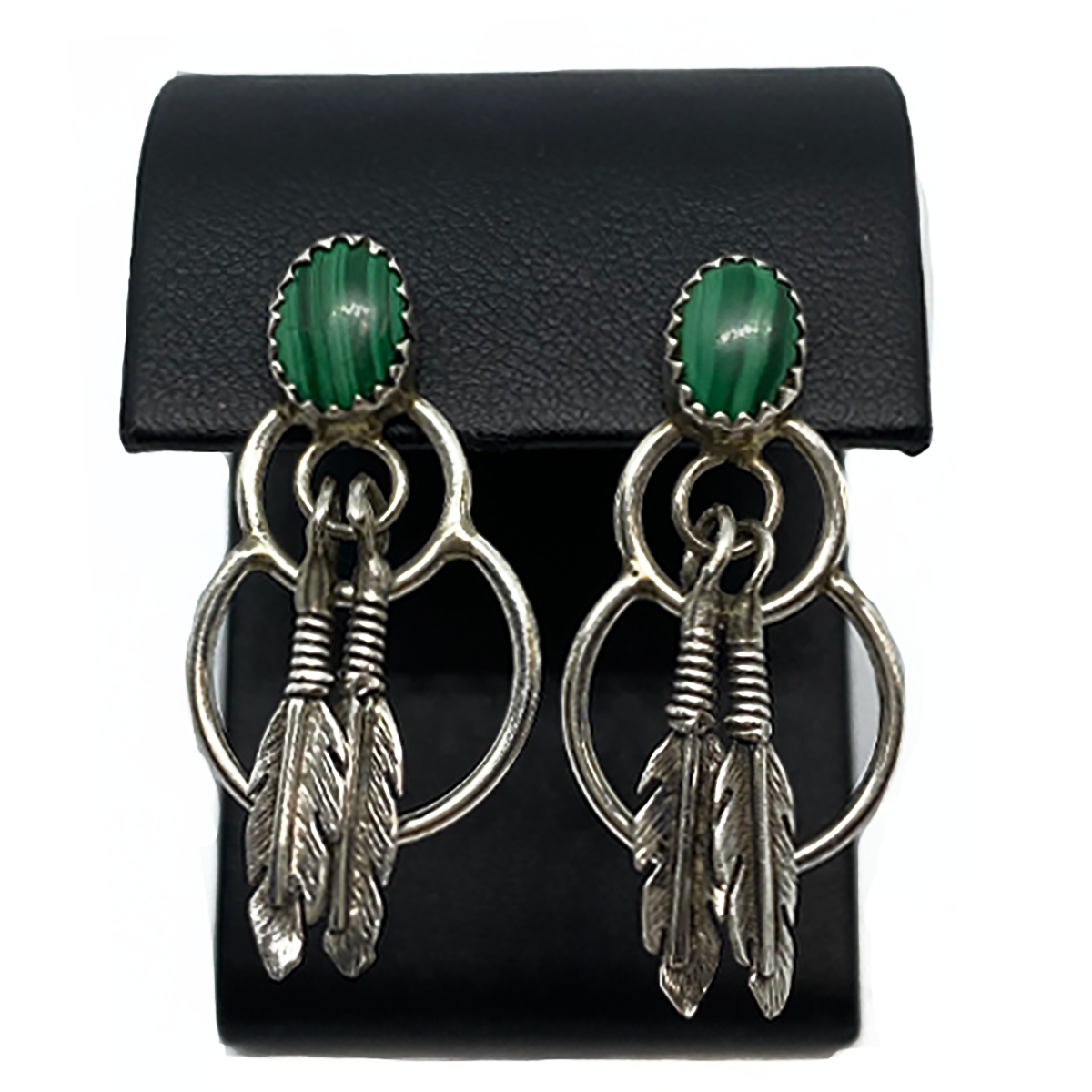 Great Lakes Boutique Native American Silver &amp; Malachite Earrings