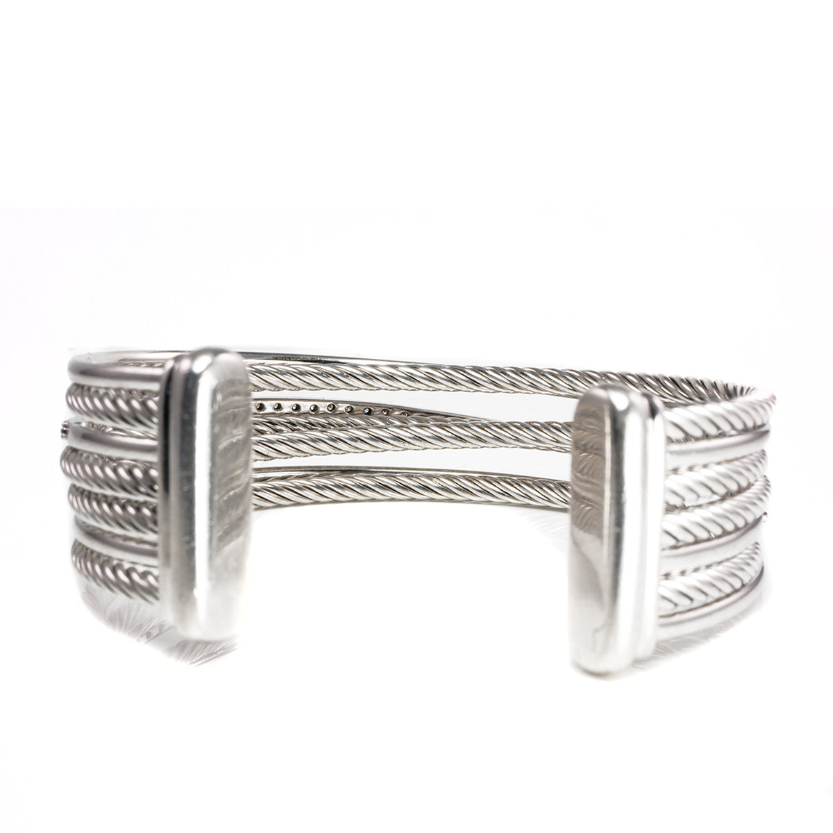 Sterling Silver White Diamond Cuff Bracelet - Elisa Solomon Jewelry