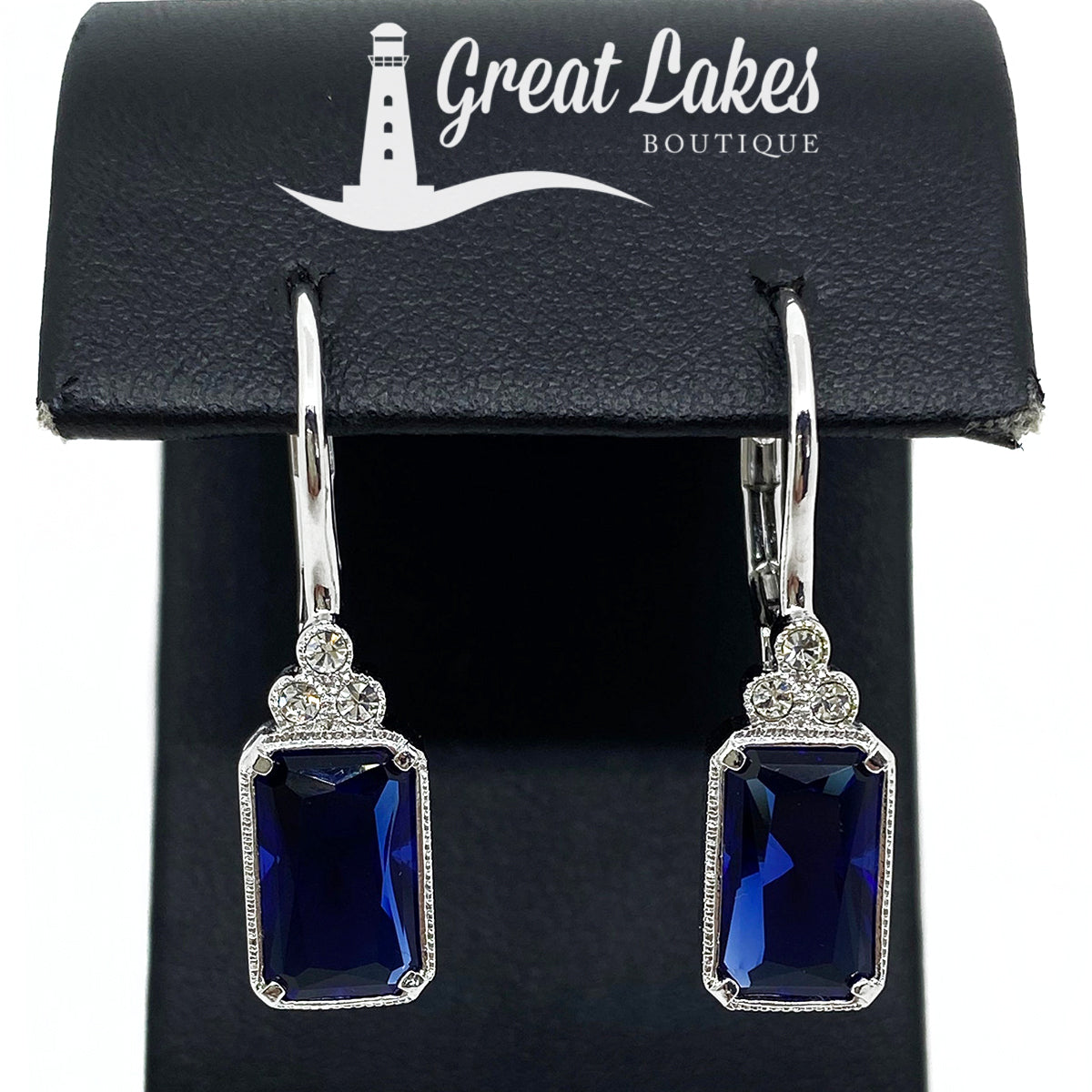 Great Lakes Boutique Silver &amp; Blue Cubic Zirconia Earrings