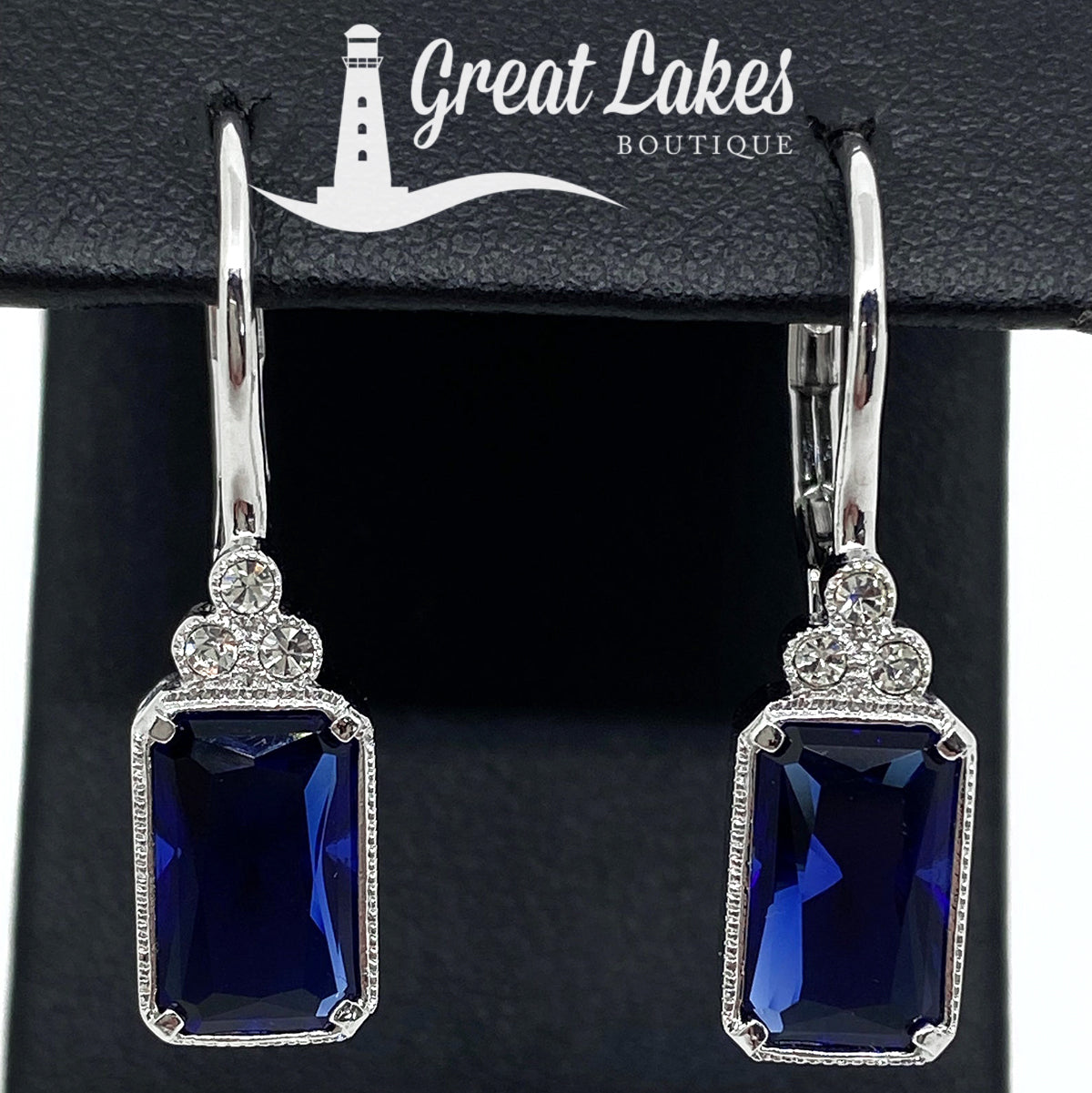 Great Lakes Boutique Silver &amp; Blue Cubic Zirconia Earrings