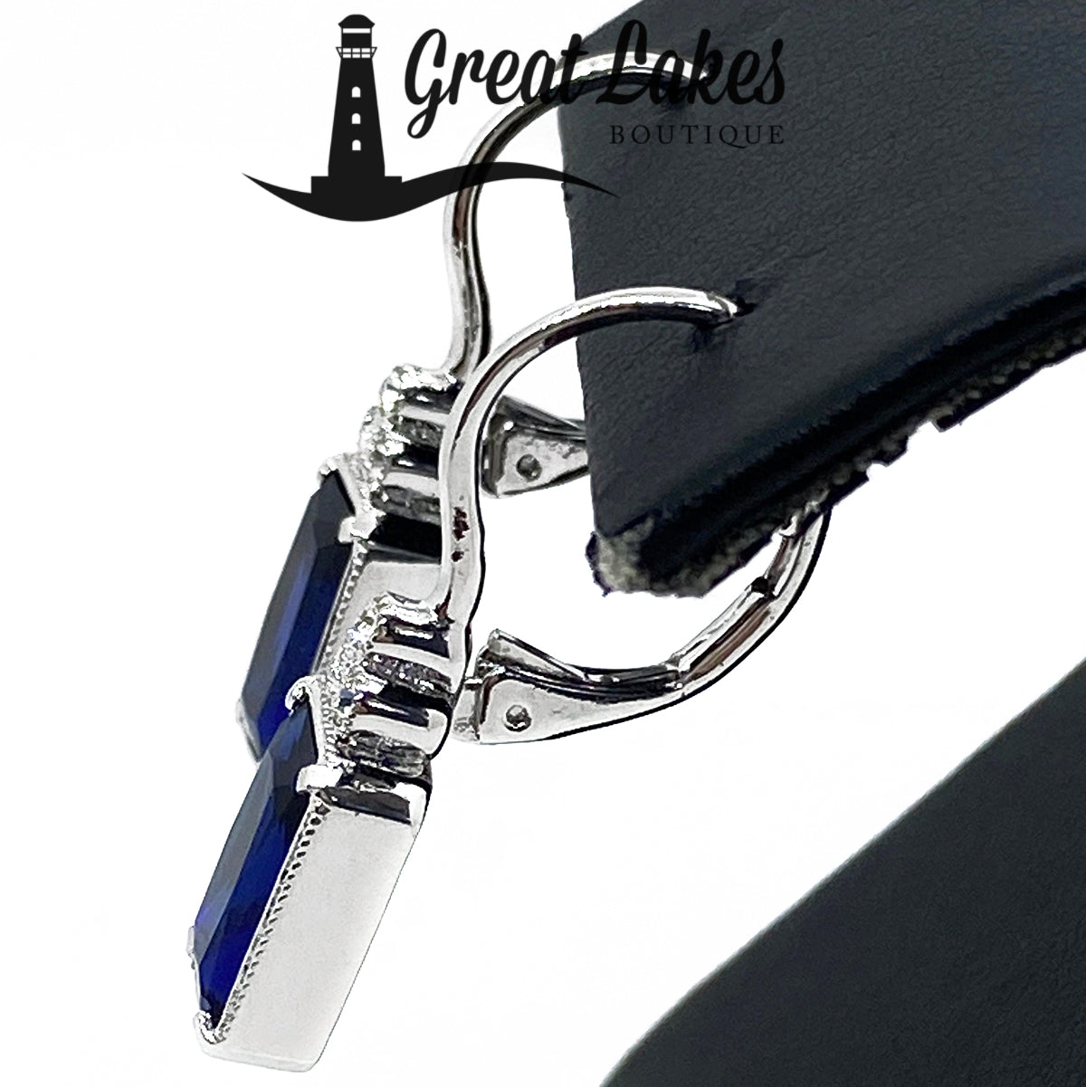 Great Lakes Boutique Silver &amp; Blue Cubic Zirconia Earrings