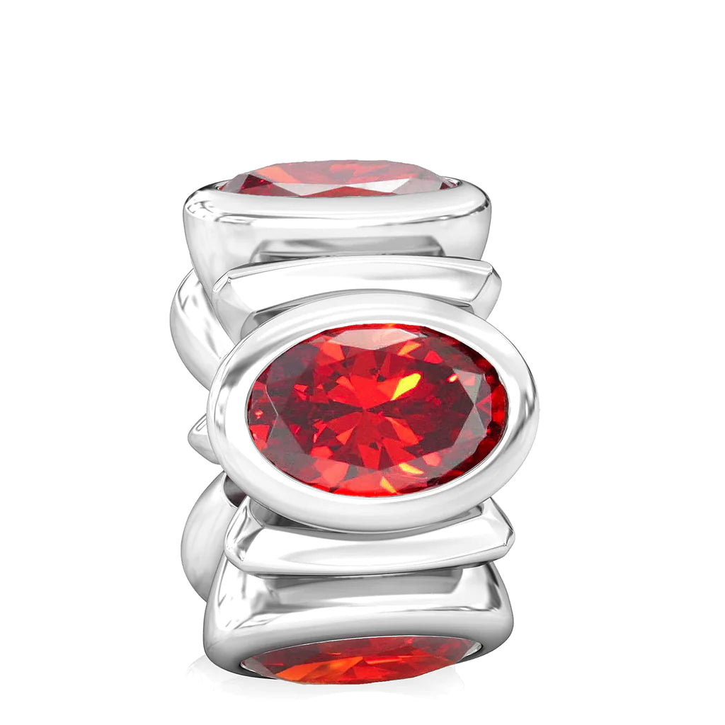 Outlet Bella Fascini Oval Cubic Zirconia Bead Light Red