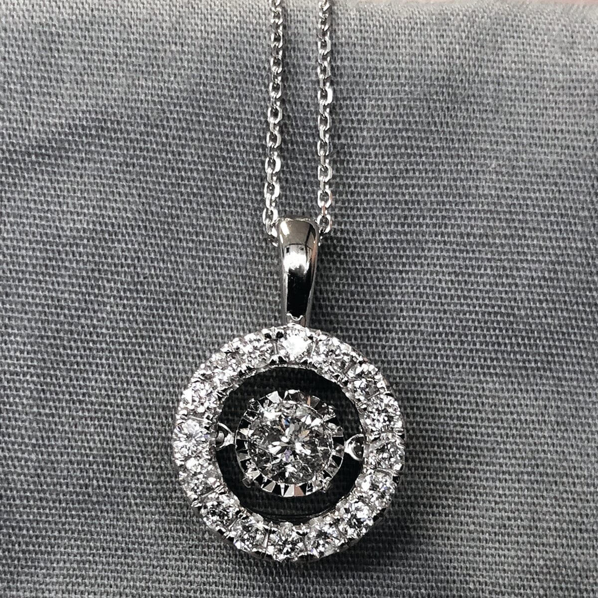 Great Lakes Boutique 14 k White Gold Floating Diamond Halo Necklace