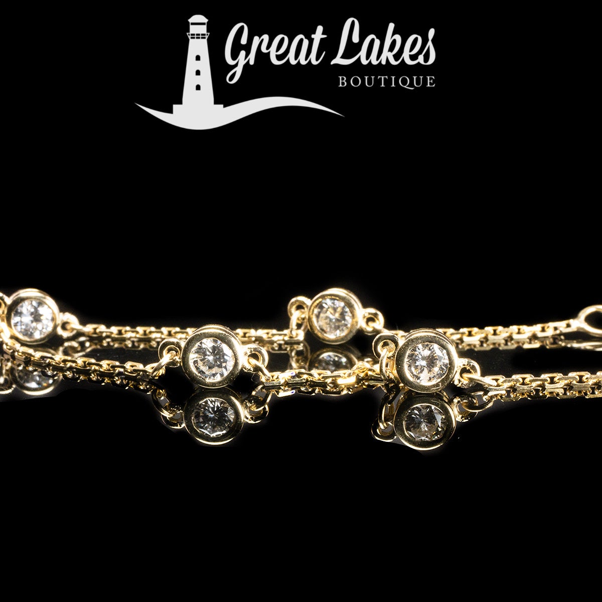 Great Lakes Boutique Yellow Gold &amp; Bezel Set Diamond Bracelet