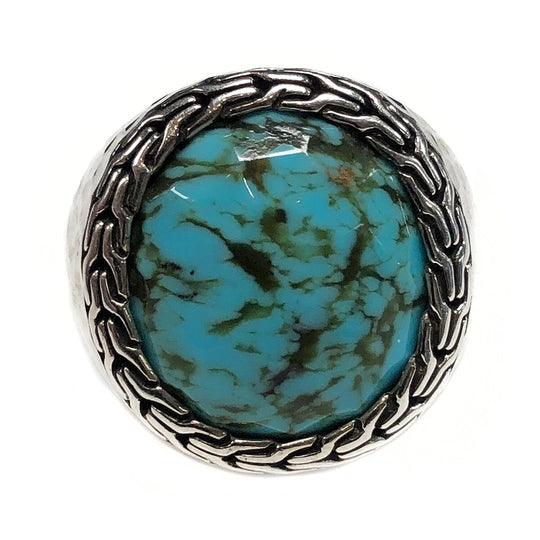 John Hardy Pauli Silver & Turquoise Hammered Signet Ring