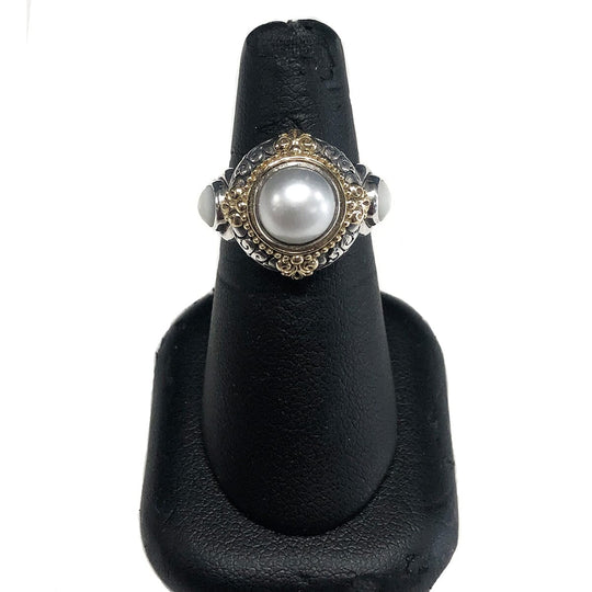 Konstantino 18 k Gold Silver & Pearl Hestia Ring