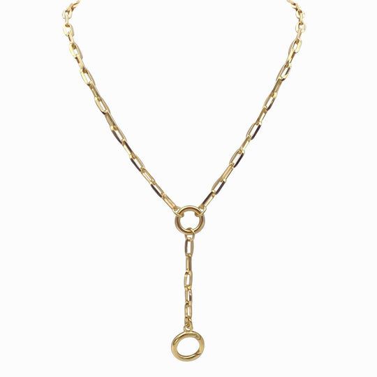 Lola Oval Lariat Necklace Gold