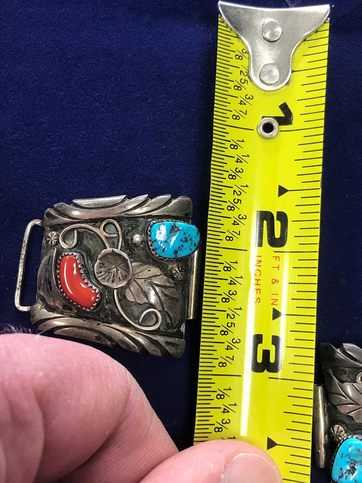 Great Lakes Coin Navajo Silver Turquoise &amp; Coral Watch Tips