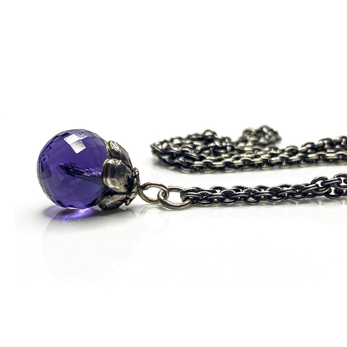 Great Lakes Boutique Silver and Purple Glass Necklace with Pendant