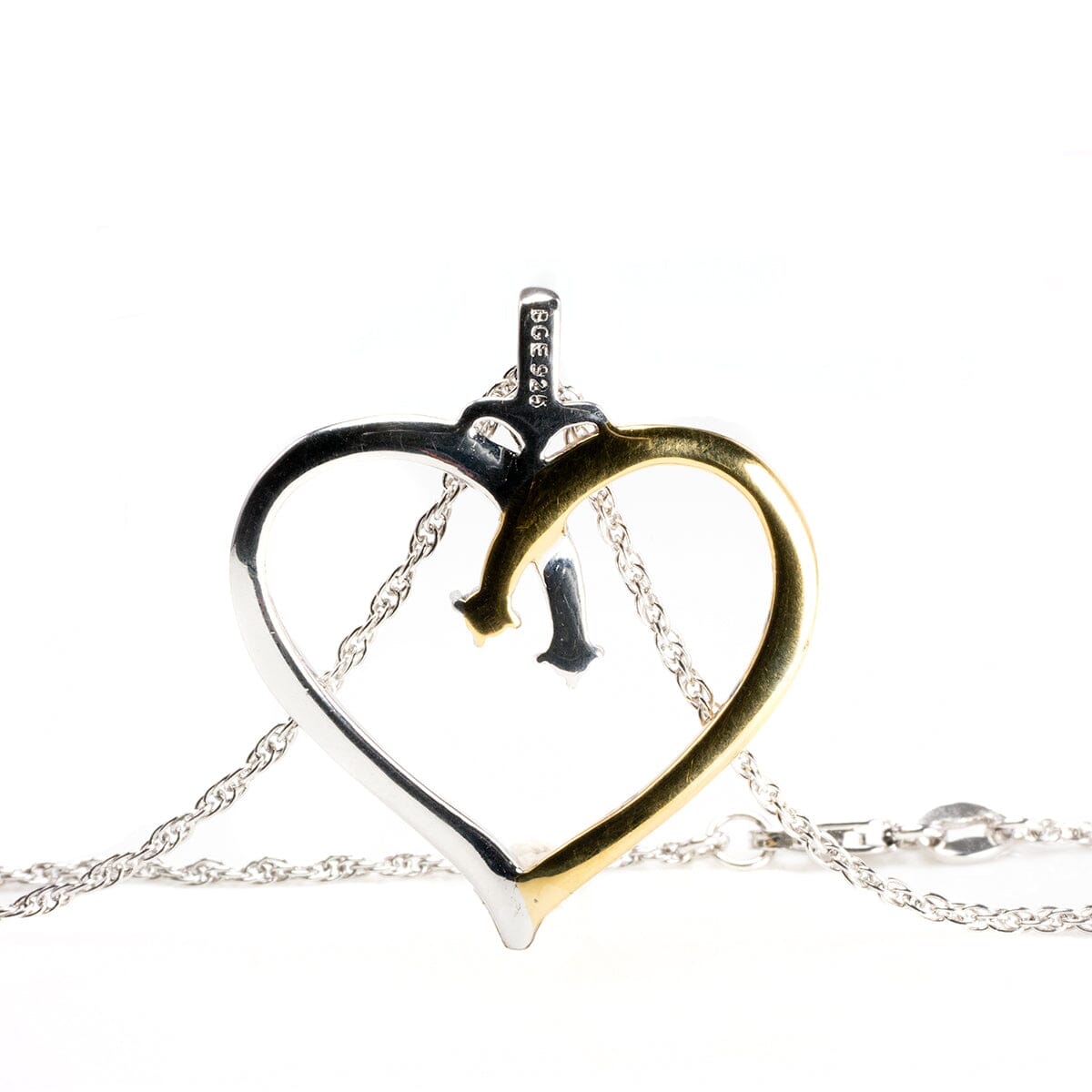 Great Lakes Boutique Silver and Gold Plated Diamond Chip Heart Necklace